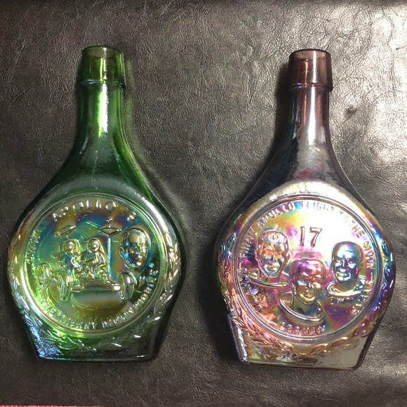 2 Wheaton Glass Apollo 15 & Apollo 17 Iridescent Decanter Bottles Vintage Rare - Picture 10 of 14